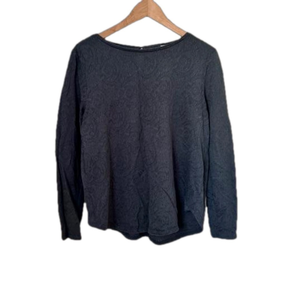 LOFT grey lace long sleeved top. Size L